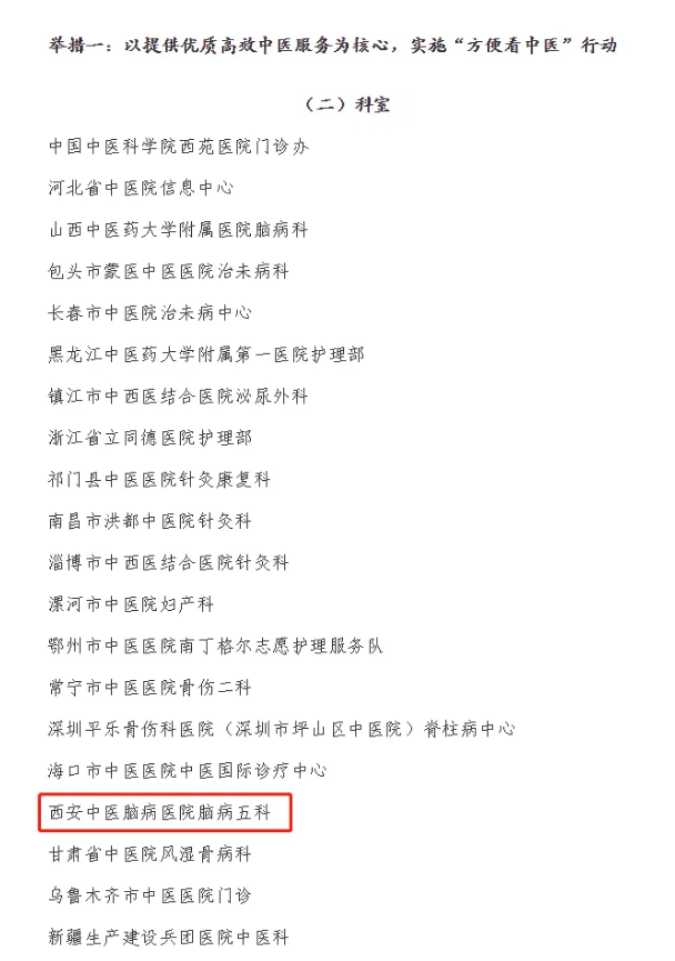 西安中医脑病医院喜获国家中医药管理局“改善医疗服务先进典型”多项荣誉